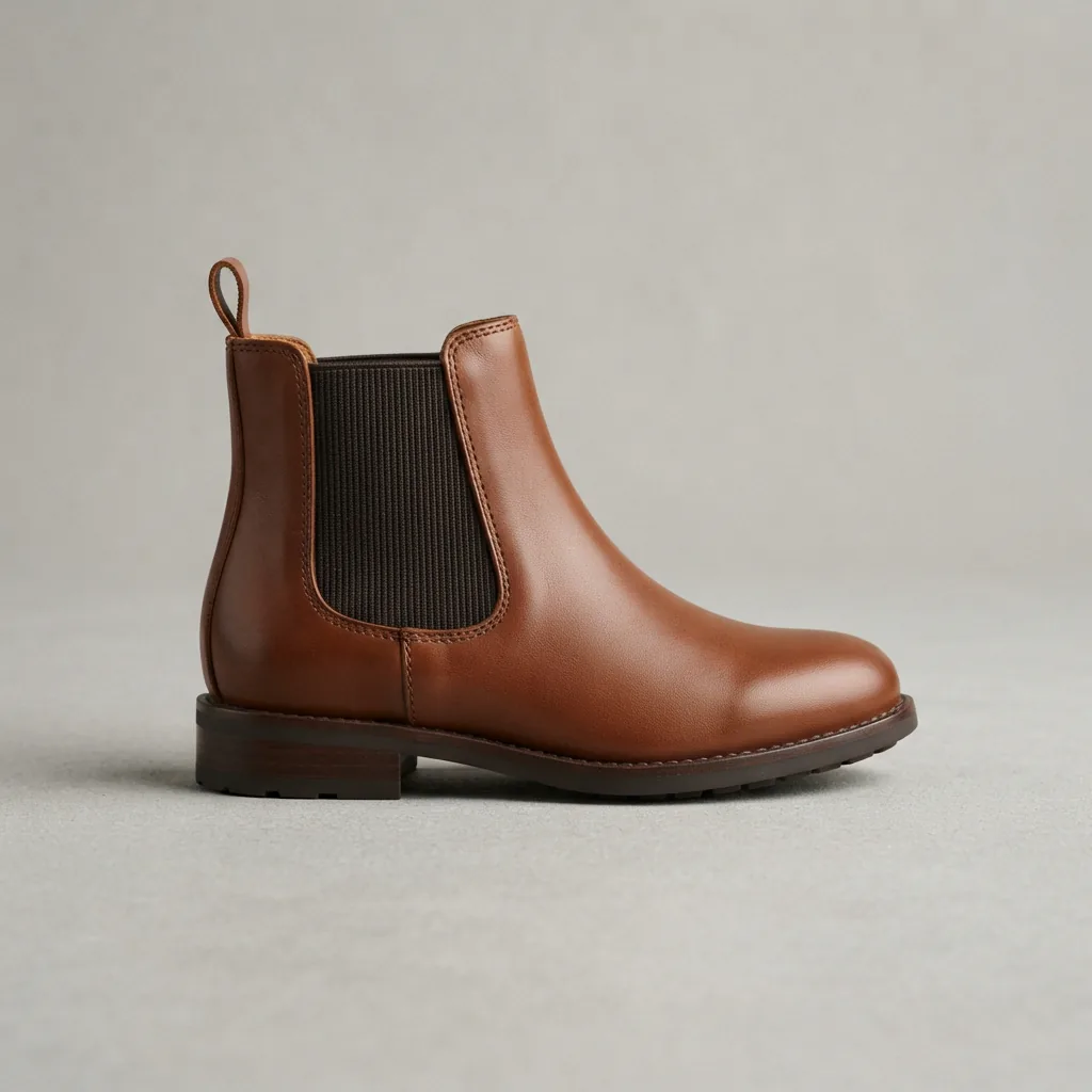 Kids' Ariana Bootie shown at an angle to highlight the elastic side panel and sleek silhouette.